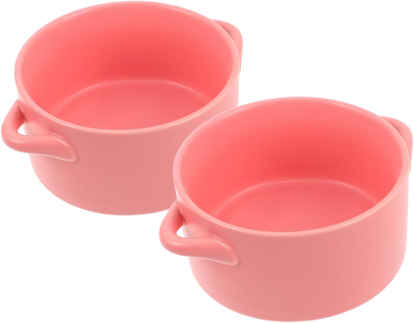 2Pcs Round Ceramic Baking Dish with Handles Versatile Bakeware for Lasagna Pies and Casseroles Oven Microwave Safe High-temperature Resistant Semi-gloss Pink Finish