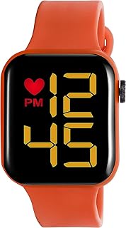 ساعة ذكية رقمية مقاومة للماء بسوار LED للاطفال، هدية عيد الميلاد، العاب ملونة للاولاد والبنات، للاعمار من 2 الى 12 سنة (برتقالي)