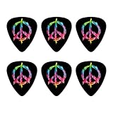 Tie Dye Peace Sign Novelty Guitar Picks Medium Gauge - Set of 6