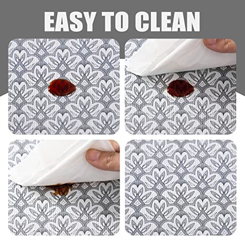 Modmate Shelf Liner,Grip Kitchen Drawer Liners, 18 Inch X 24 Ft Design Cabinet Liners For Shelves, Easy To Install Non Adhesive Bathroom Drawer Liner,Non Slip Pantry Shelf Liners (Grey Floral) #TOP2