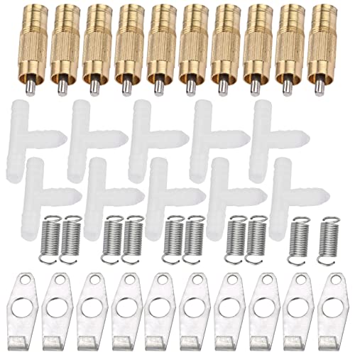 10pcs Set Pet Water Feeder, Stainless Steel Automatic Nipple Waterer Poultry Fountains & Waterers for Bunny Rat Rabbit Ferrets (Round mouth white)