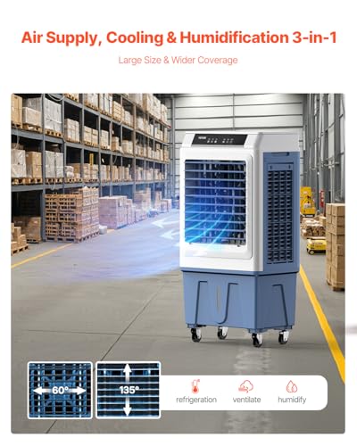 image for VEVOR Evaporative Air Cooler, 3100 CFM with 9 Gallon Water Tank Swamp 