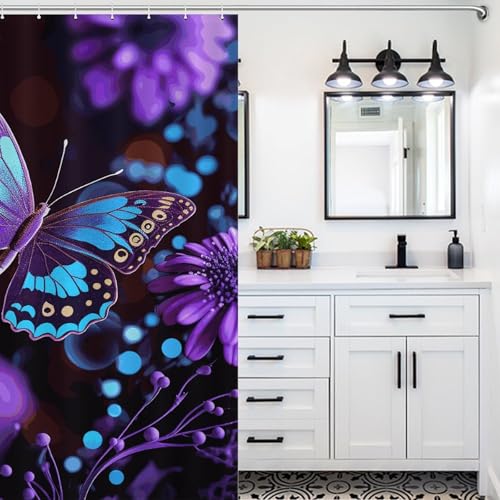 Rideau de douche imperméable violet pour l'ambiance spa et hôtel