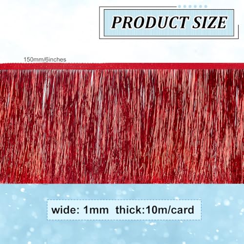 MAYJOYDIY 10m Red Tinsel Fringe Trim 15cm Width Metallic Fringe Trim Shiny Tinsel for DIY Dress Clothing Sewing Crafts Costumes Party Decoration - Image 2