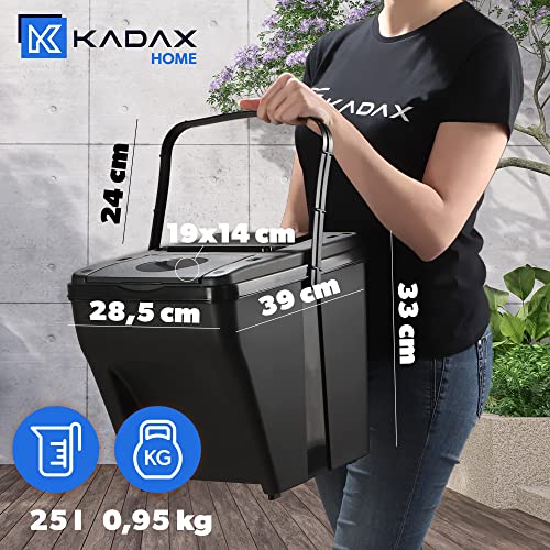 KADAX Zestaw 3 szt. System segregacji odpadów 3 x 25 l do kuchni i łazienki ułatwia segregację i oszczędza miejsce dzięki modułowym, sztaplowanym pojemnikom