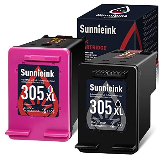 Sunnieink Renoverad bläckpatron för HP 305 305XL användning i DeskJet 2710 2720 4110 Plus 4120 4130 Envy 6020 6030 Pro 6420 6430 (1 svart, 1 trefärgad)