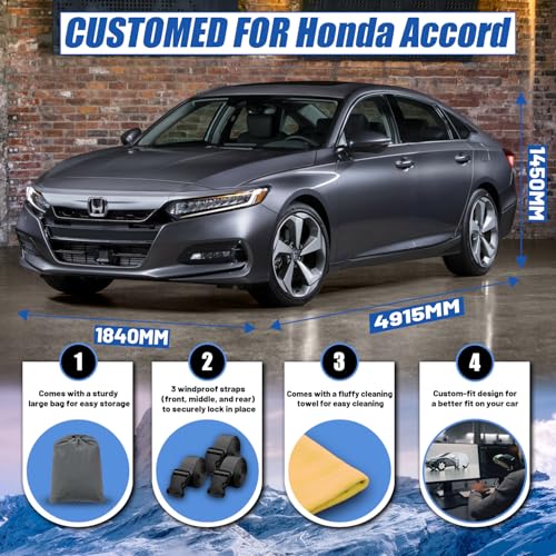 Image of Car Cover Custom Fit for Toyota Camry Sedan (1996-2025), Honda Accord Sedan (2001-2025), Waterproof All Weather for Automobiles Full Exterior Cover Rain Sun Snow UV Protector.