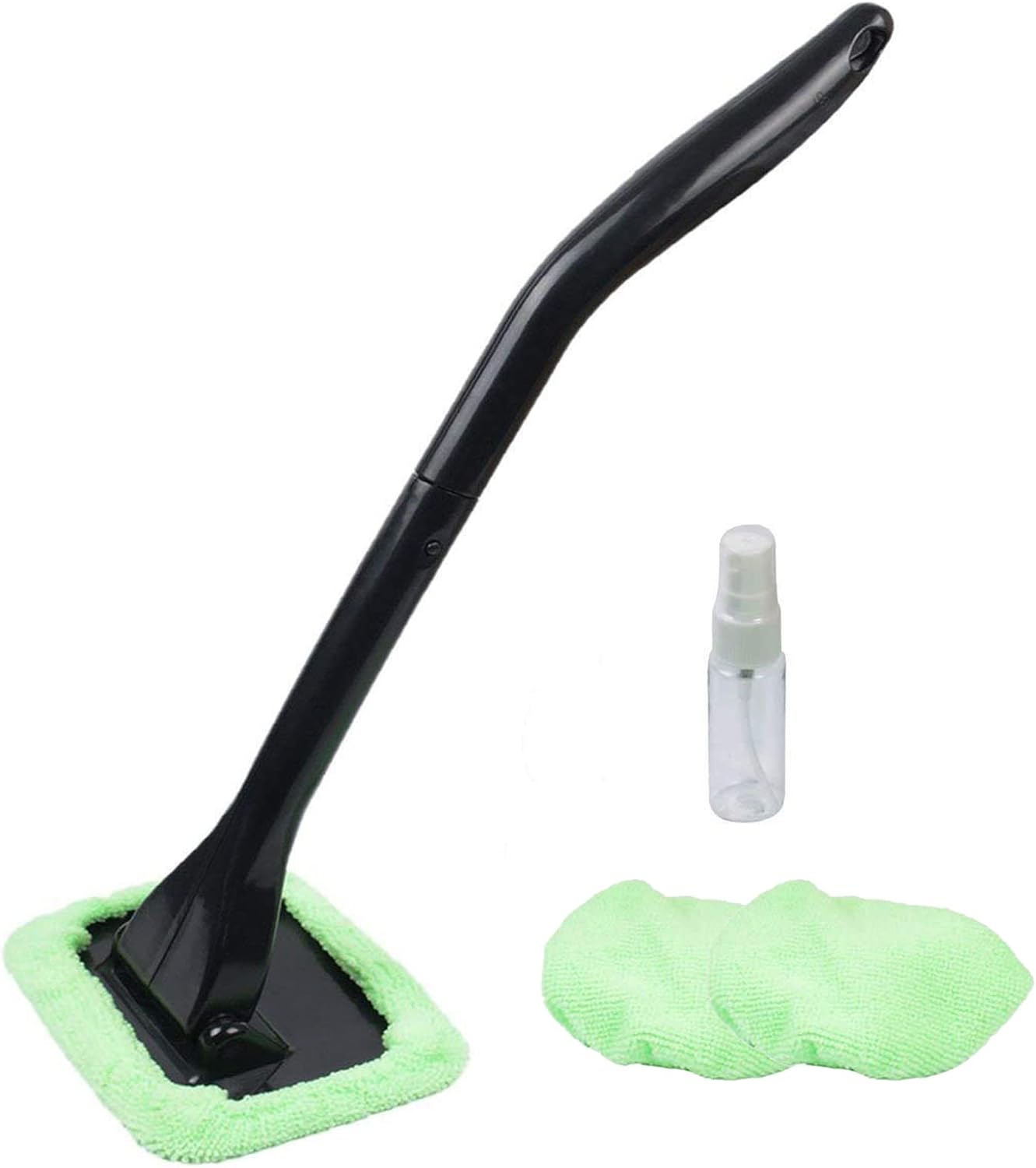 Microfiber Car Windshield Easy Cleaner, Detachable Handle Brush, Cleaning Tool, Come with 2 Pads Washer Towel and 30ml Spray Bottle