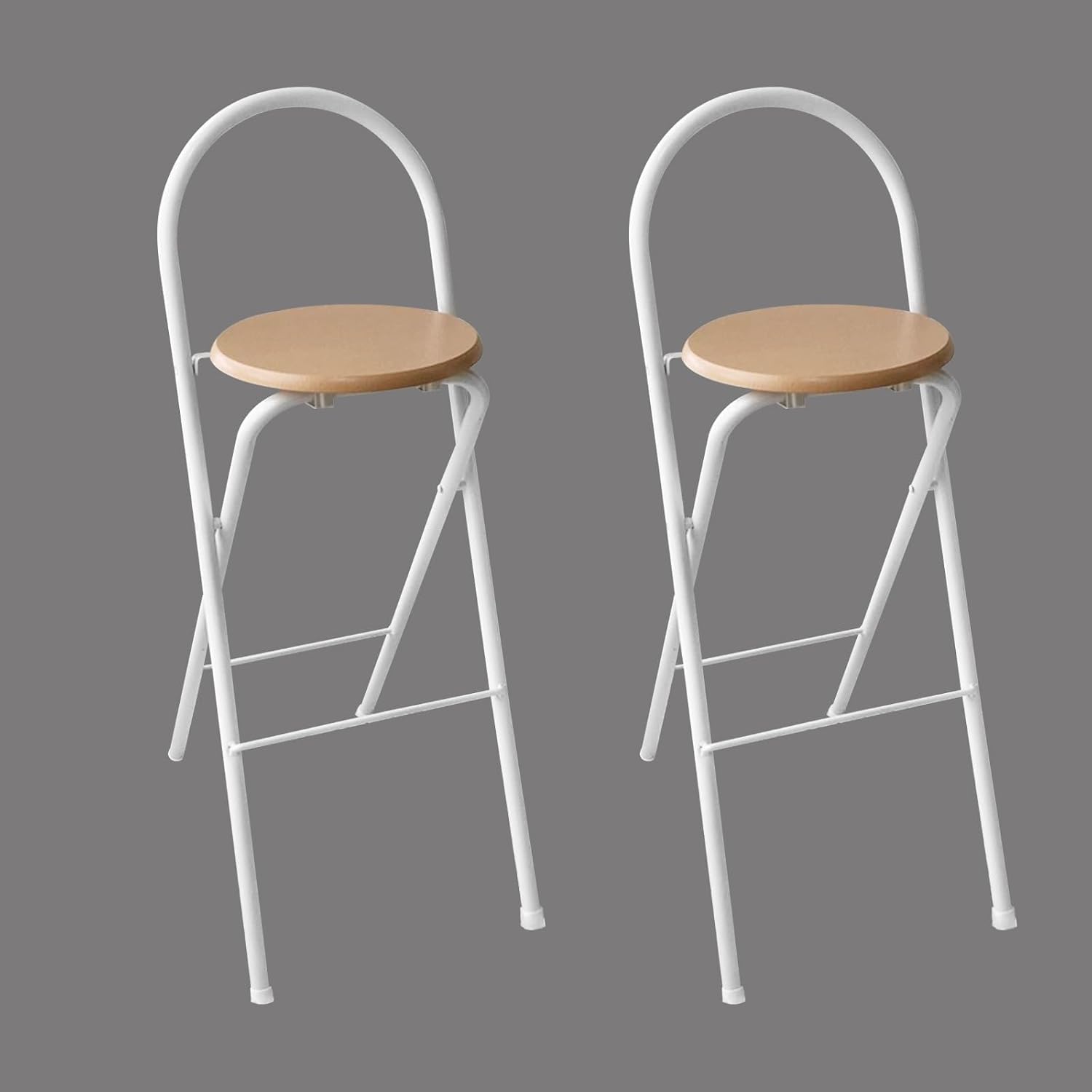 Home Folding Stool with Handle and Steel Frame Legs 2 Packs 23.6" 25.6" Foldable Stools Round Kitchen Stools Folding High Chairs Non-Slip for Dorm Recreation Game Room(65cm/25.6in)