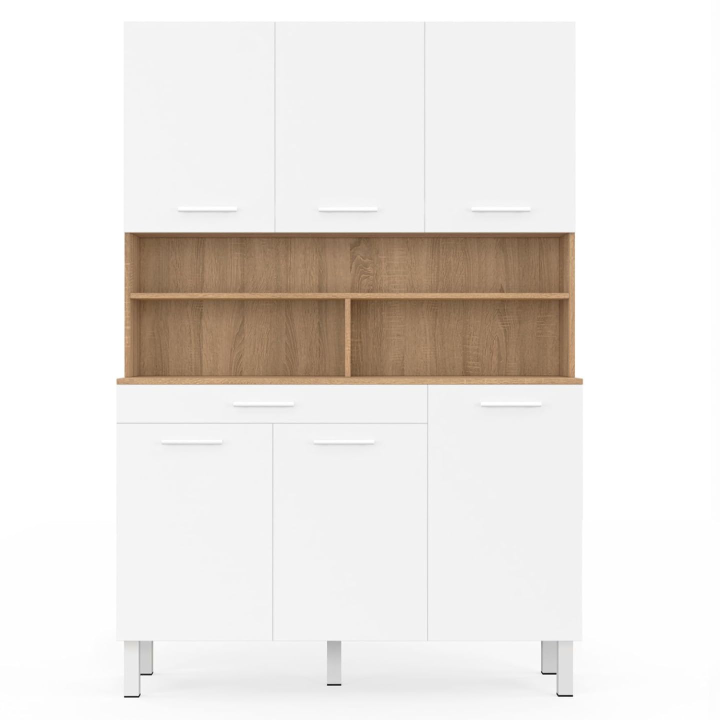 IDMarket - Buffet de Cuisine CINA 120 cm façon hêtre et Blanc