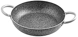 Con 2 manici Home Tegame 2 Manici Antiaderente Family Stone Cm34 Pentole Cucina, Pietra, Nero, 34 cm