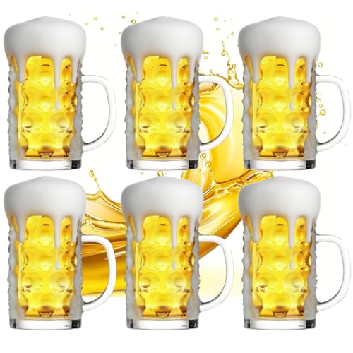 ZHENGYAOYANG 20oz Heavy Glass Beer Mug Set of 6 with Handle,Beer Mugs for Freezer, Large Glass Beer Stein by ZHENGYAOYANG - Used condition - US$25.85