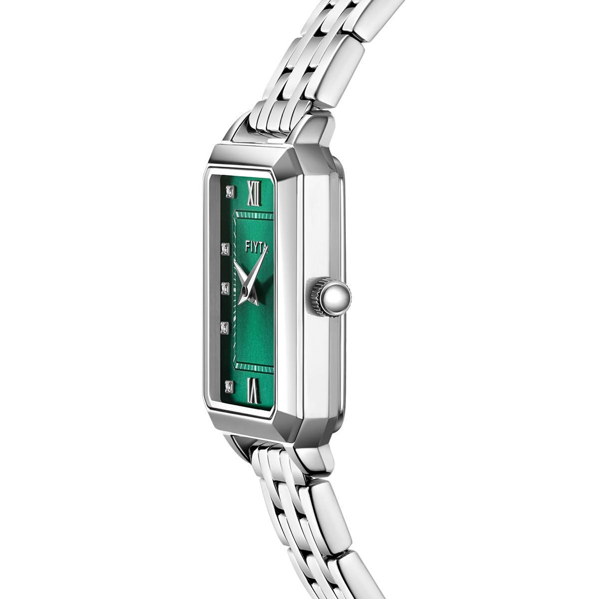 FIYTA Women's Bracelet Watch, Stainless Steel, Synthetic Sapphire Crystal, Classic Rectangle Case, 2-Hand, 30M Water Resistance, 21MM Quartz