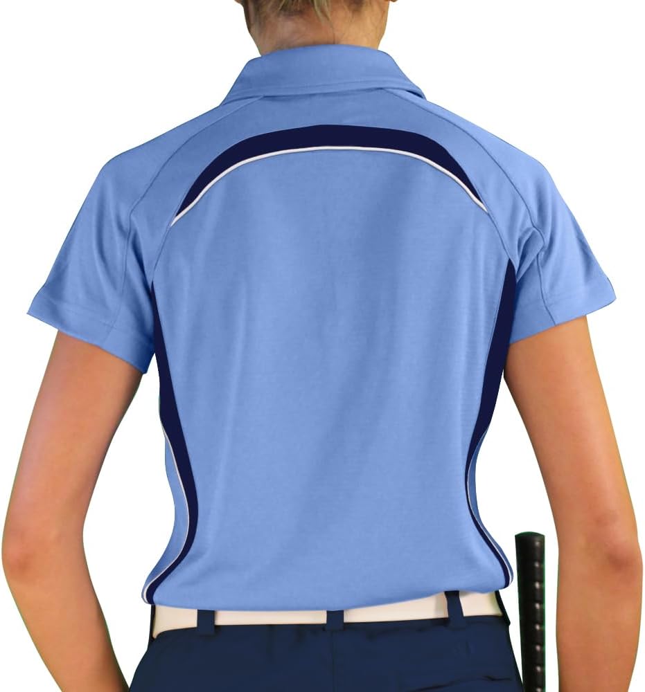 Ladies Eagle Golf Shirt - Light Blue/Navy - Image 2