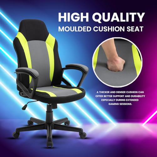 Image of Make My Chairs Nitro Ergonomic Gaming Chair with Premium Fabric,Fixed Armrest & Strong Nylon Base Computer Gaming Chair(Green)