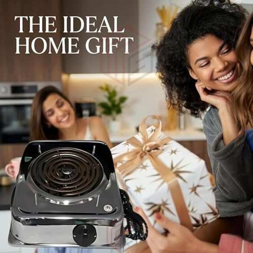 Image of Drumstone TopRated 𝟏𝟓𝐘𝐫 𝐖𝐚𝐫𝐫𝐚𝐧𝐭𝐲 699AID86 2000W Electric Hot Plate Single Burner, Copper Coil Fast Heating Cooktop with Heavy Switch, Portable Chrome Body Stove for Home Kitchen Cooking