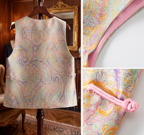Chaleco de lana HangErFeng jacquard sin mangas retro con nudo chino 3