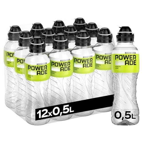 Powerade Active Water Zitrone-Limette - kalorienfreies, zuckerfreies Erfrischungsgetränk mit Vitamin B3 und B6 - Sportgetränk mit Mikronährstoffen in Einweg Flaschen (12 x 500 ml)