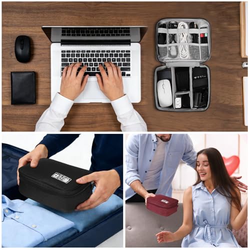 OFFCUP Podróżny organizer na kable torba, przenośny organizer na elektronikę, uniwersalne akcesoria podróżne o dużej pojemności, na iPada, kable, ładowarki, dysk twardy, powerbank, karty do gier