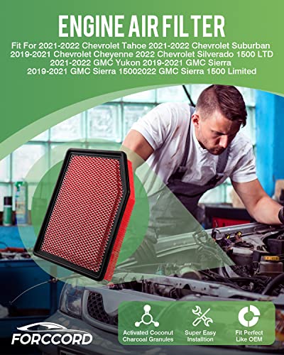 Image of Cabin+Engine Air Filter Fit for Silverado 1500 (2019-2026); Sierra 1500(2020-26); Suburban (2021-26); Tahoe (2021-26) Carbon Cabin Filter Replacement Car Accessories CF11966 84121217