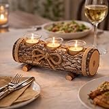 HomeZone Rustic Wood Effect Triple Tealight Candle...