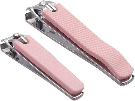 Rocutus 2pcs/Set Nail Clippers Set Portable Nail Scissors Toenail Clippers Nail Clippers,Adult Pedicure Nail Clippers,Fingernail Clippers Household Foot Manicure Scissors Manicure Tools Pink