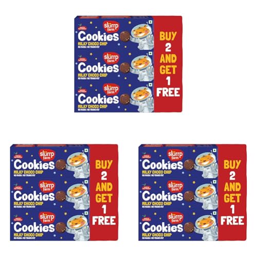 Image of Slurrp Farm No Maida No Trans Fat Milky Choco Chip Cookies | Buy2Get1 Free | Healthy Cookies for Kids | Made with Jowar and Whole Wheat | Pack of 9 x 80g
