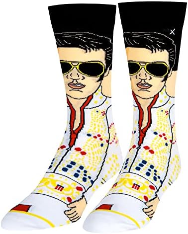 Odd Sox - Elvis Presley Crew Sock-King of Rock N' Crew Socks, Size Large