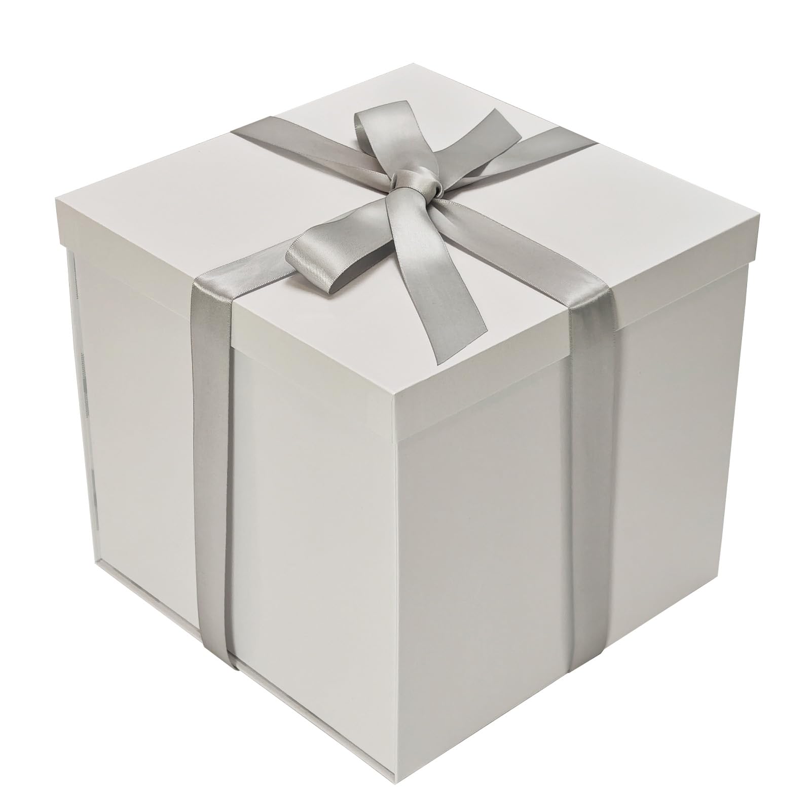 Tekhoho White Gift Box 22x22x20.5cm, Premium Gift Boxes for presents with Lid and Ribbon for Valentine's Day, Christmas Wedding Birthday Gift Packaging, Plaid Lining — image 1