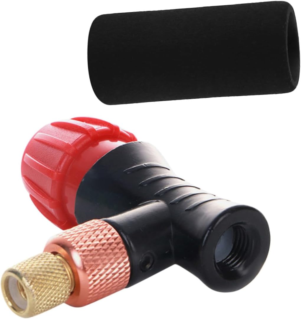 Zerodeko Co2 Inflator Pump Set with Protective Black Foam Sleeve, Portable Bicycle Tire Inflator Valve for Road and Mountain Bikes, Tubeless Tire Compatible, 2pcs Cycling Air Pump Accessory