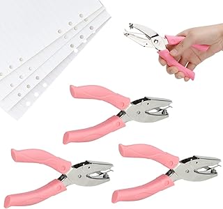 FIGFYOU 3 Pcs Handheld Hole Punch, Single Hole Punch Handheld Circle Puncher Single Metal Perforator with Soft Grip Handle for Paper Crafts Scrapbooking Card Gift Tags(dia 1.5mm, 3mm, 6mm)