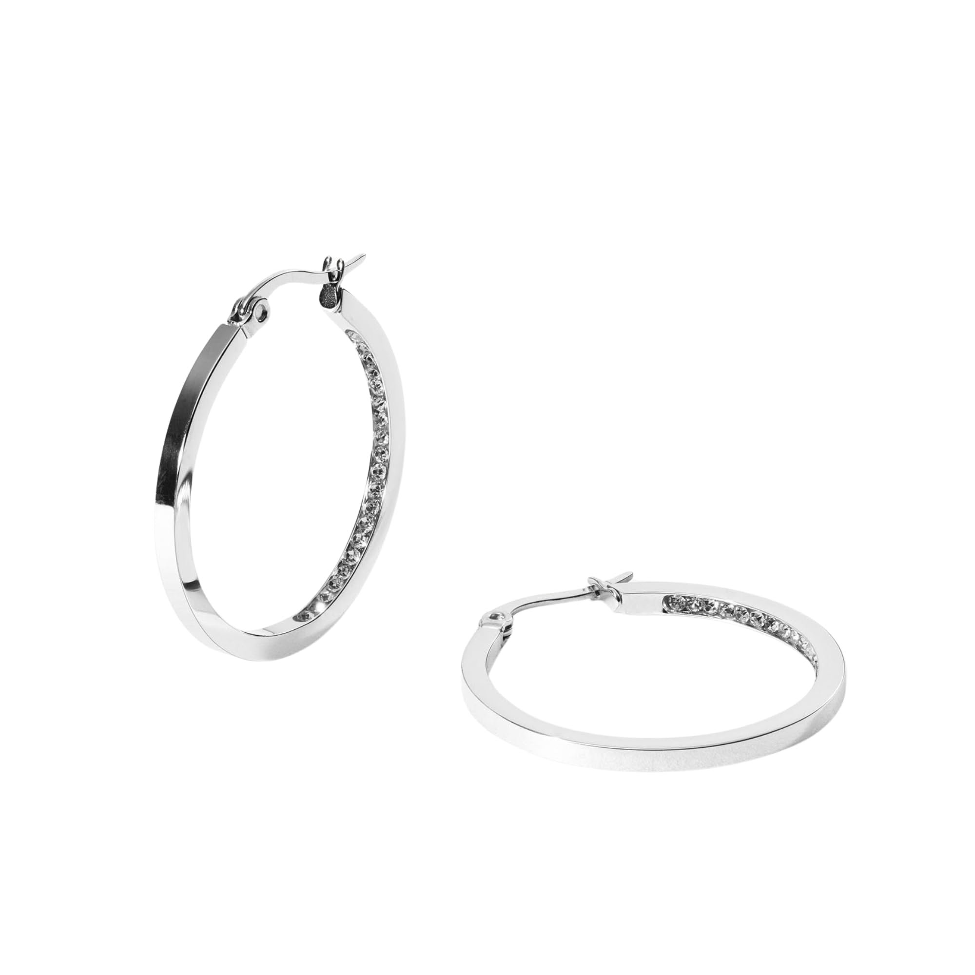 Purelei Inner Shine Creolen Ohrringe – Edelstahl 18K Vergoldet/Rosévergoldet oder Silber – 30 mm Ø, 2 mm Breite - Damen Ohrringe (Silver)