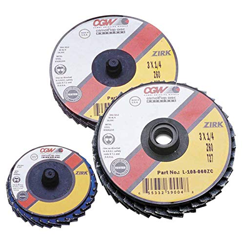 CGW Abrasives 30011 Flap Discs, Mini, Zirconia, Quick Change, Type R 10 EA/Box (12 Units)