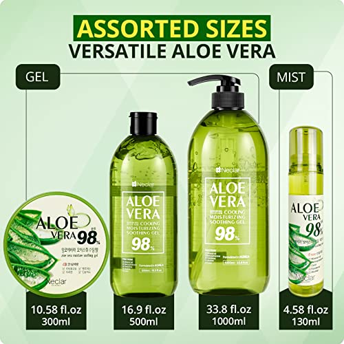 Neclar - Pure Aloe Vera Gel - Aloe Vera Soothing Gel - Aloe Vera Gel Sunburn Relief - Aloe Vera Gel For Face - Aloevera Gel - Aloe Gel For Hair - Aloe Vera Gel For Skin - Aloe Vera Gel Pure (2 Pack) #TOP4