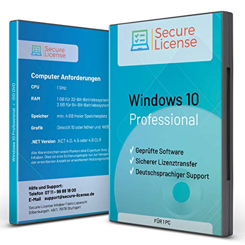 Windows 10 Pro – Vollversion │ Windows 10 Professional + DVD BOX – 64bit / 32 bit inkl. Updates + Kundensupport │ Dauerlizenz inkl. Lizenzunterlagen
