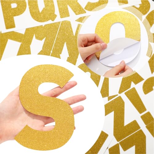 Image of Harloon 232 Pcs Large Glitter Letter Stickers 24 Sheets Classroom Bulletin Boards Decorations Big Font Alphabet Letter Self Adhesive Letters Stickers Back to School Decor DIY Craft(Gold,6 Inch)