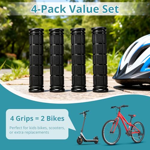 Image of CHUNZEXI 4 PCS Bike Handlebar Grips, Rubber Bicycle Bar Grips Replacement, Non-Slip Handle Grips for Kids Bikes, Scooters, BMX, Mountain & Cruiser Bikes