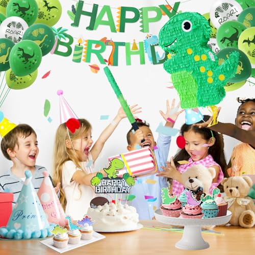 Vbacala VB-PND-DINOS-US Dinosaur Pinata For Birthday Party, 52Pcs Dinosaur Birthday Decorations Supplies Include Dino Piñata, Cupcake Toppers thumb #6