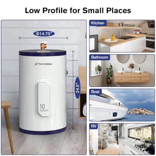 Thermomate Tank Water Heater - 10 Gallon Point of Use Hot Water Heater, 120V 1500W, Adjustable Thermostat, UL Listed (ES1000) by thermomate - Image 3