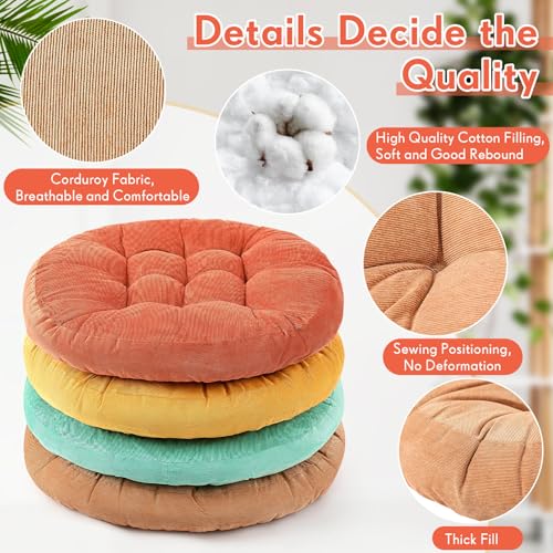 Jerify Floor Pillow Cushions Large Round Square Large Meditation Floor Pillow for Classroom Adult Meditation Picnic Party Seating Learning Daycare School(Round,Yellow Green,4 Pcs)