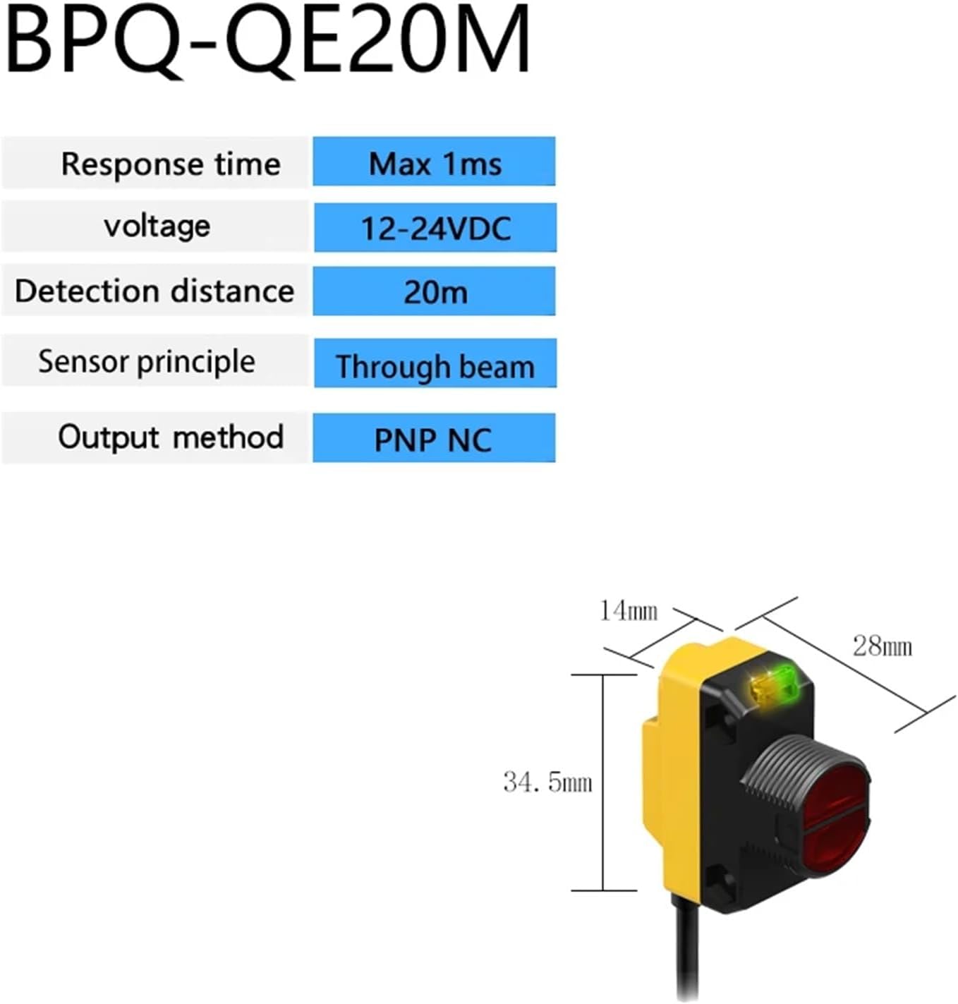 Switch Detection Distance 20m QS18 NPN PNP Through Beam Optical Sensor(BPQ-QE20M)