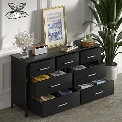 Ikeno 7 Drawer Dresser, Industrial Wood Storage Dressers & Chests Of Drawers With Sturdy Steel Frame, Storage Dresser For Bedroom Wood #TOP4