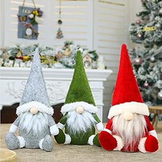 Leipple Gnome Christmas Ornaments - Christmas Gonk Decoration Handmade Swedish Tomte Gnomes - 3 Packs (short legs)