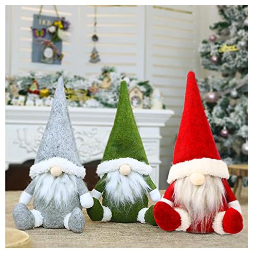 Leipple Décorations en Peluche GNOME de Noël 3 Paquets - Ornements suédois Faits à la Main de Tomte Santa Elf (Jambes Courtes)