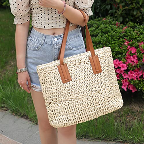 Straw Bag For Women Woven Beach Structured Tote Handmade Crochet Carteras De Mujer Summer Shoulder Bohemian Hobo Pom Travel #TOP5