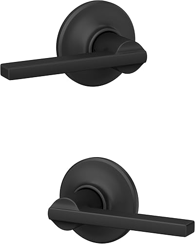 Miniatura 83 de Schlage Latitude F10 LAT 622 CEN Manija de paso con roseta Century, para pasillo y armario, negro mate Mate negro