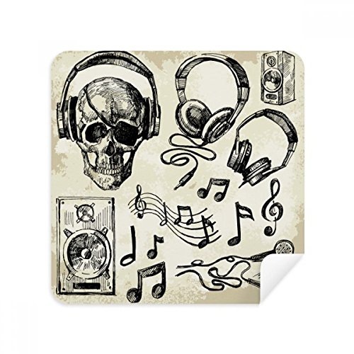 Chiffon écran téléphone lot de 2 avec motif tête de mort et instruments de musique
