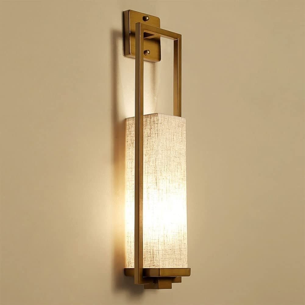 VDOQTLJT Wall Lamp Vintage Fabric Lights Retro Farmhouse Metal Sconce Lighting Fixture Bedroom Bedside Mount Living Room Hallway Light