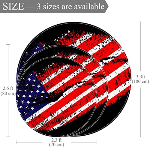 Tapis rond drapeau américain au format circulaire 100cm compact JDEZ - 4