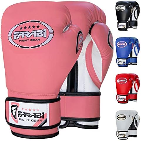 Farabi Sports Kids Junior Boxing Gloves Muay Thai Kickboxing Sparring Punching Bag Training Gloves (Pink, 6-oz) Cover